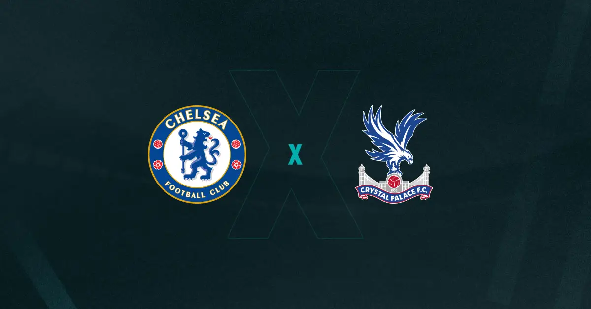 Escudos de Chelsea e Crystal Palace, que duelam pela Premier League