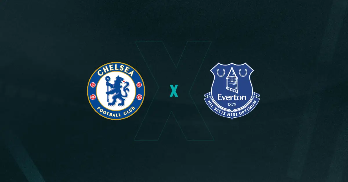 Escudos de Chelsea e Everton, que se enfrentam pela Premier League