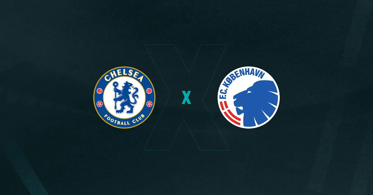 Escudos de Chelsea e Copenhagen, que duelam pelas oitavas da Conference League