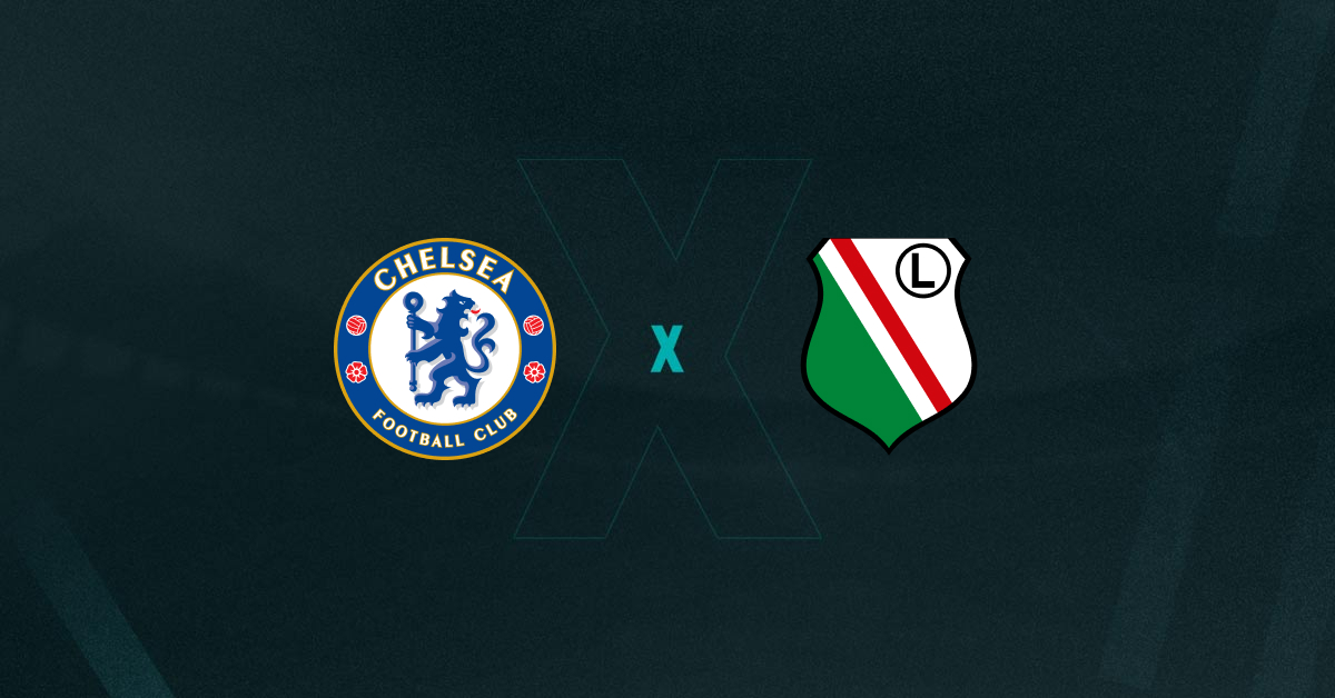 Escudos de Chelsea x Légia Varsóvia, que se enfrentam pela Conference League