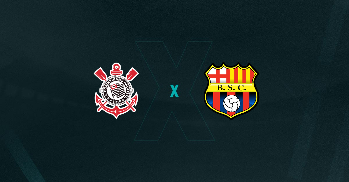 Escudos de Corinthians e Barcelona SC, que duelam pela fase final da Pré-Libertadores