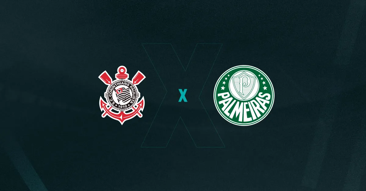 Escudos de Corinthians e Palmeiras, que se enfrentam na final do Paulistão