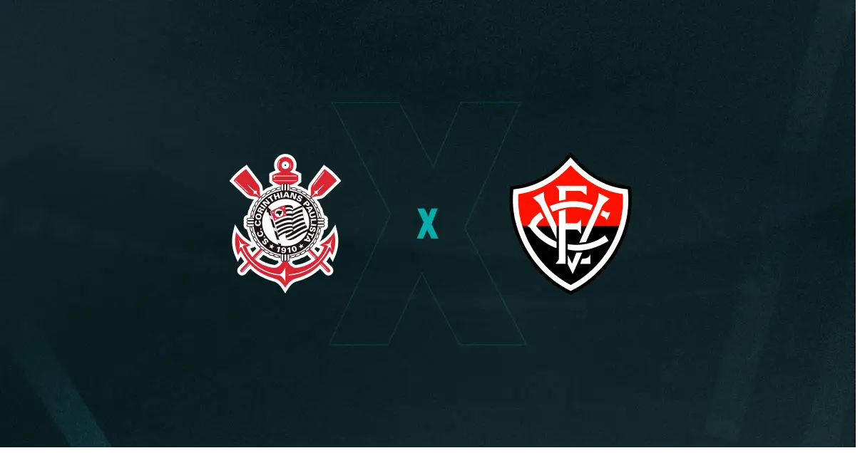Escudos de Corinthians e Vitória, que duelam pelo Brasileirão