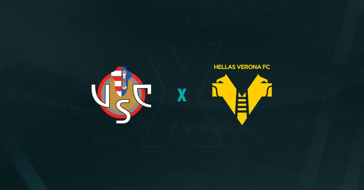 Escudos de Cremonese e Verona, que duelam pelo Campeonato Italiano