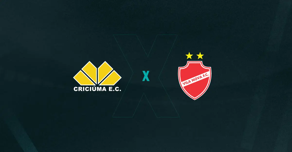Escudos de Criciúma e Vila Nova, que duelam pela Série B