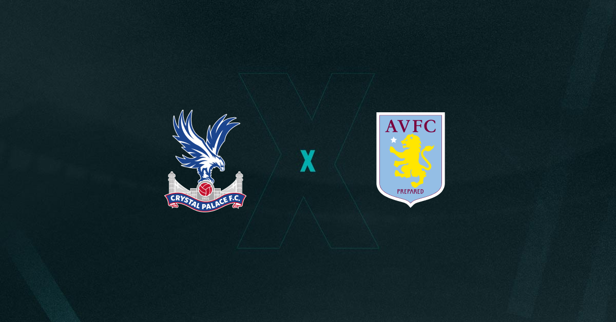 Escudos de Crystal Palace e Aston Villa, que duelam pela Premier League