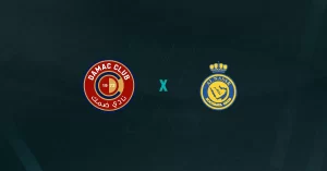 Escudos de Damac x Al-Nassr, que se enfrentam pelo Campeonato Saudita