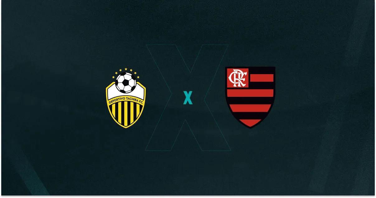Escudos de Deportivo Táchira e Flamengo, que duelam pela Copa Libertadores