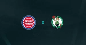 Escudos de Detroit Pistons e Boston Celtics, que se enfrentam pela NBA