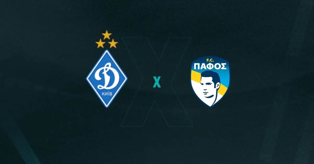 Escudos de Dinamo Kiev e Pafos, que duelam pelas Qualificatórias da Champions League