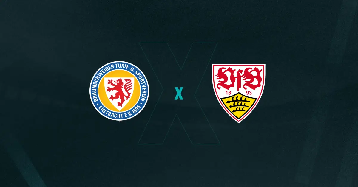 Escudos de Eintracht Braunschweig x VfB Stuttgart, que se enfrentam pela Copa da Alemanha