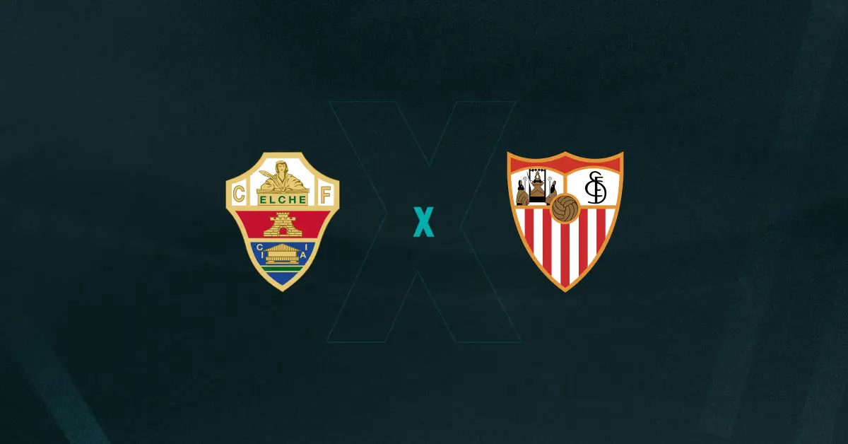 Escudos de Elche e Sevilla, que duelam pela La Liga