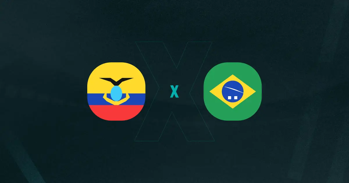 Escudos de Equador e Brasil, que duelam pelas Eliminatórias Sul-Americanas