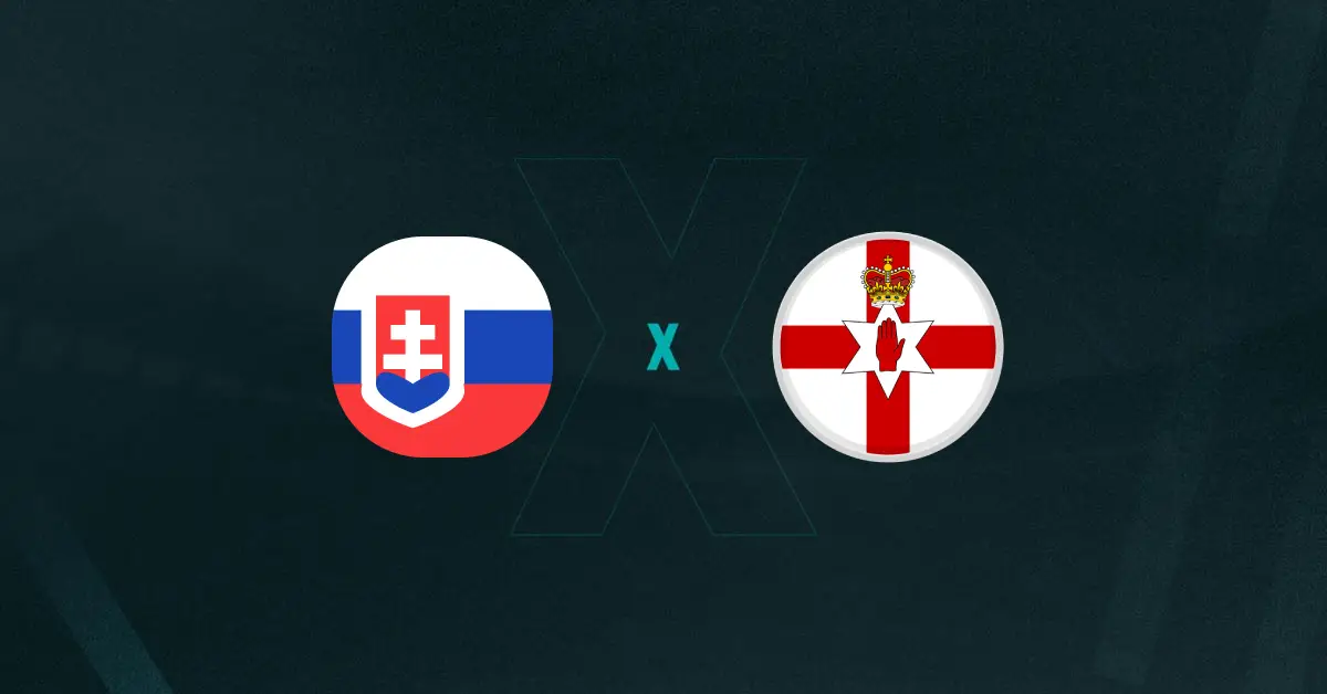 Escudos de Eslováquia x Irlanda do Norte, que se enfrentam pelas Eliminatórias