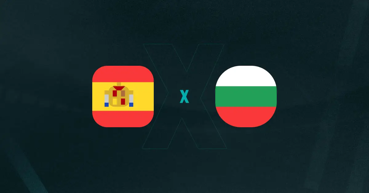 Escudos de Espanha x Bulgária, que se enfrentam pelas Eliminatórias