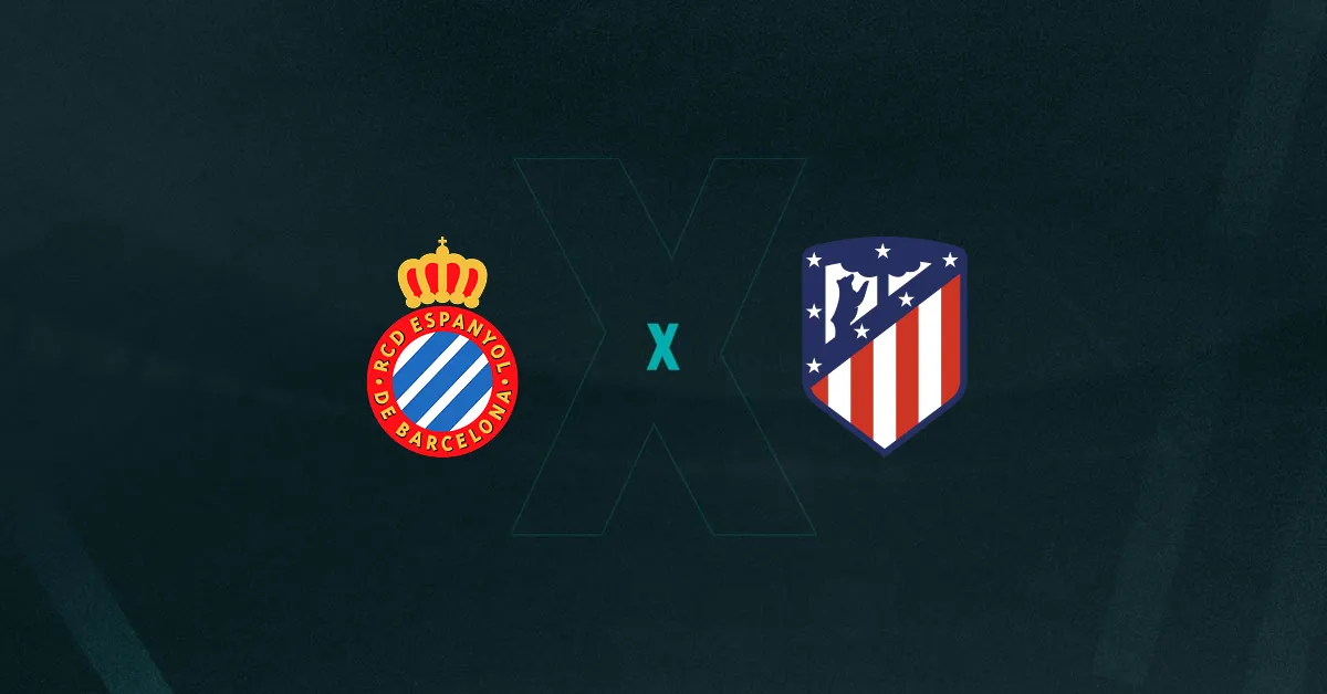 Escudos de Espanyol e Atlético de Madrid, que duelam pela La Liga