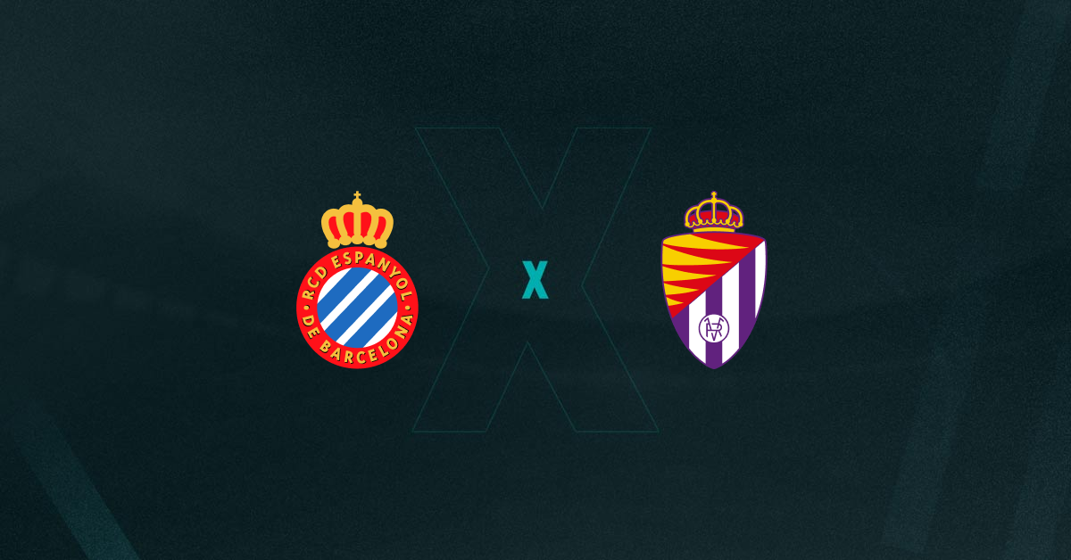 Escudos de Espanyol e Real Valladolid, que se enfrentam pela La Liga