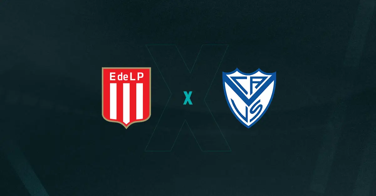Escudos de Estudiantes x Vélez Sarsfield, que se enfrentam pela final da Supercopa Internacional 2025