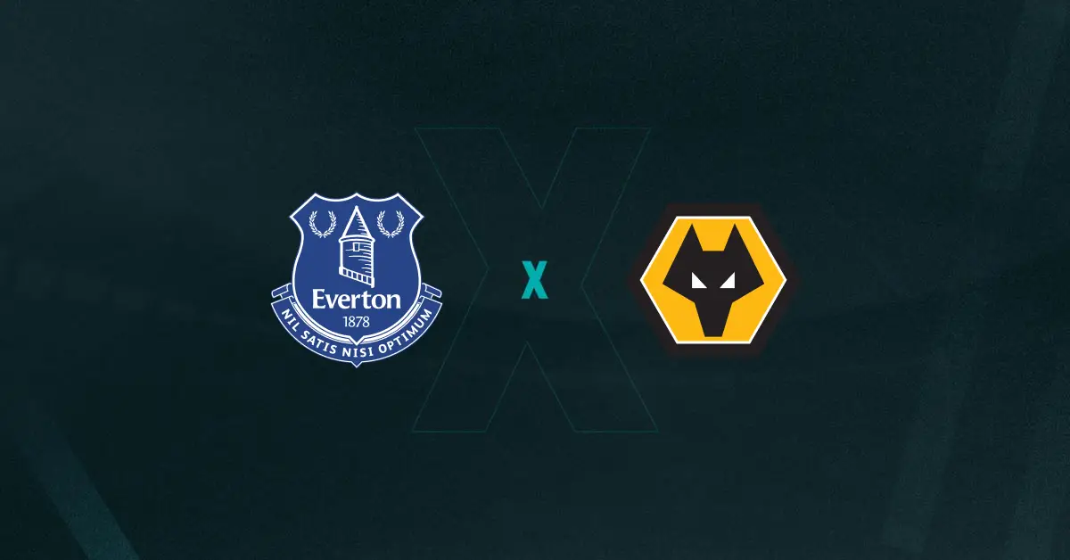 Escudos de Everton x Wolverhampton, que se enfrentam pela Premier League