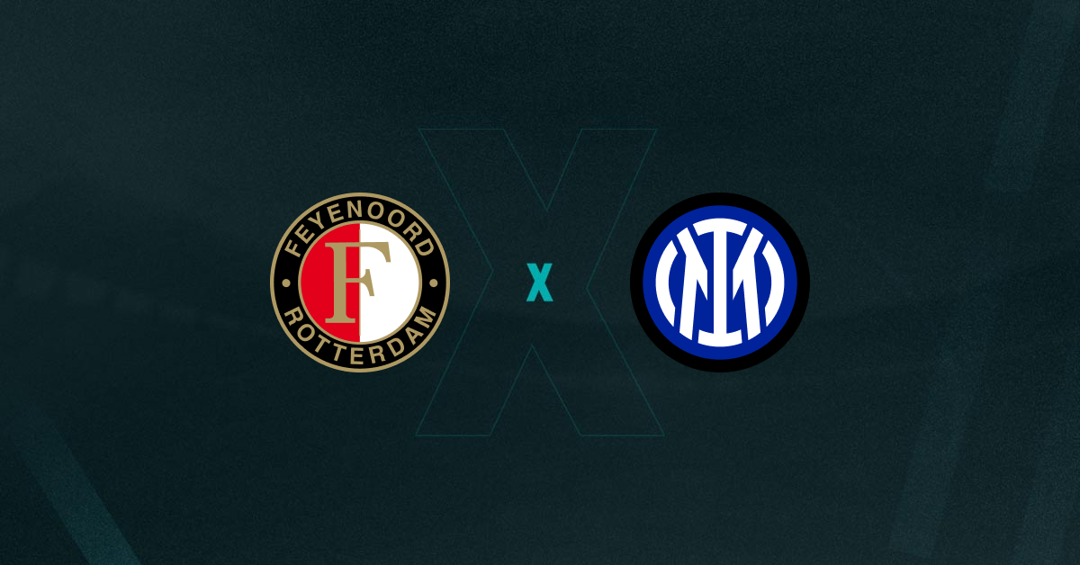 Escudos de Feyenoord e Inter de Milão, que duelam pelas oitavas de final da Champions League