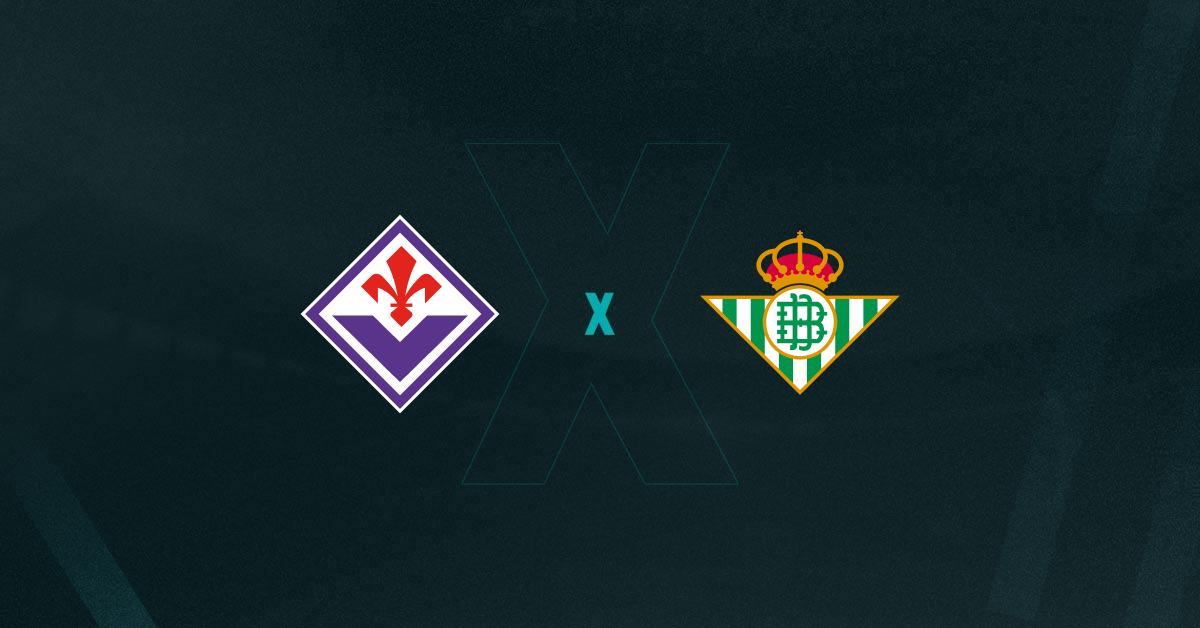 Escudos de Fiorentina x Betis, que se enfrentam pela Conference League