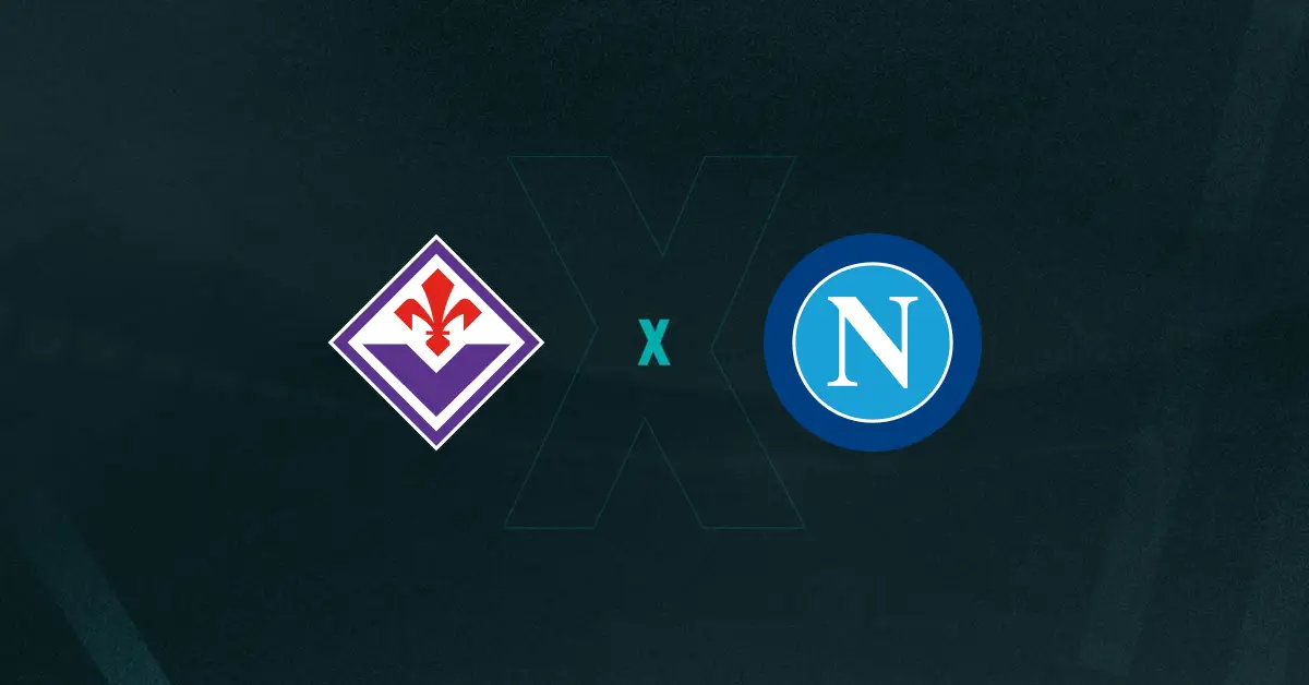Escudos de Fiorentina e Napoli, que jogam pelo Campeonato Italiano