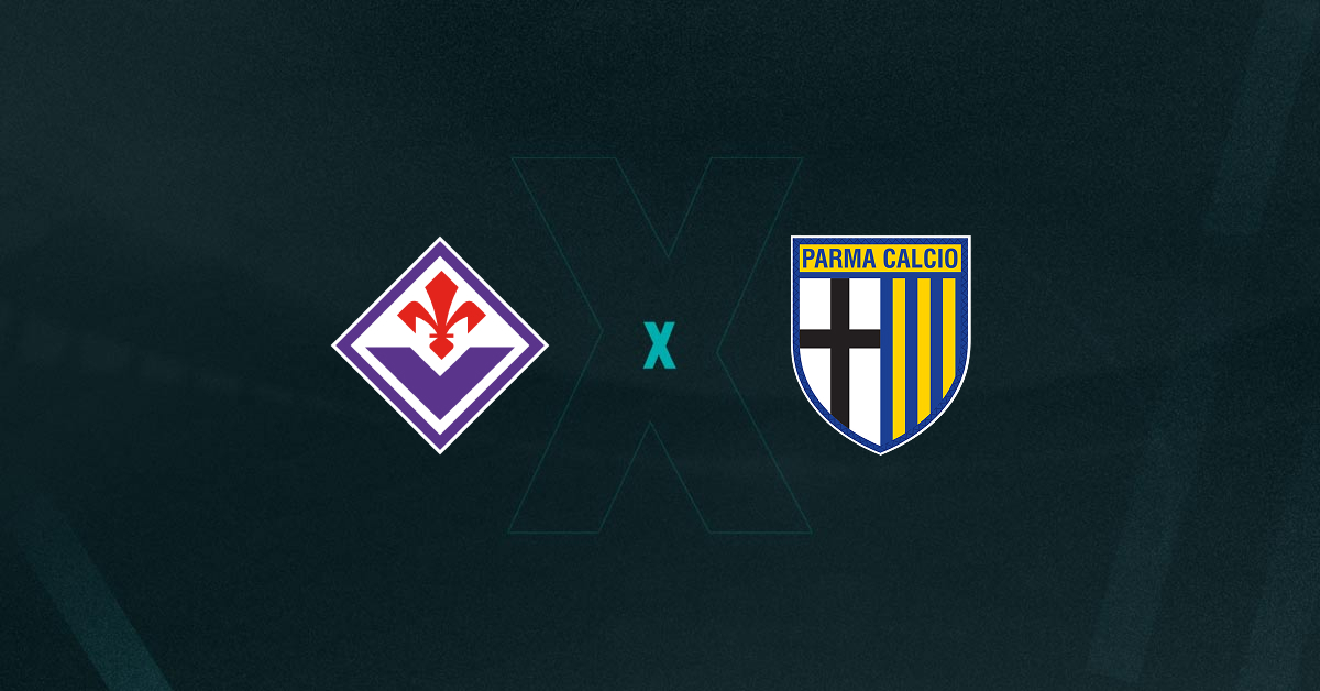 Escudos de Fiorentina e Parma, que se enfrentam hoje pela 32ª rodada do Campeonato Italiano 2024/25.