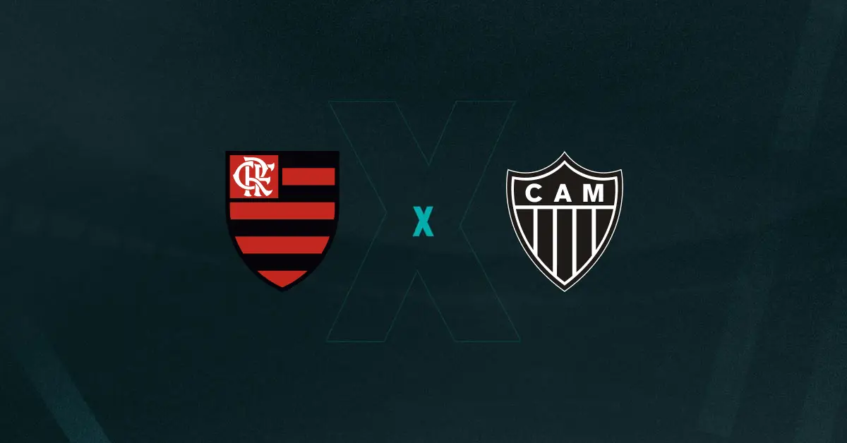 Escudos de Flamengo e Atlético-MG, que duelam pelo Brasileirão