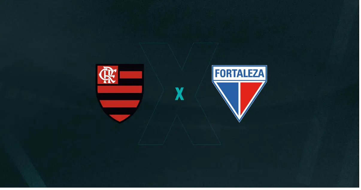 Escudos de Flamengo e Fortaleza, que se enfrentam pelo Brasileirão
