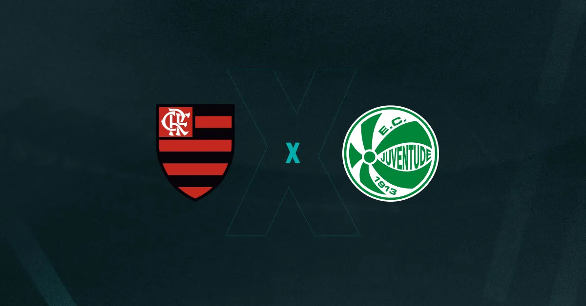 Escudos de Flamengo e Juventude, que duelam pelo Brasileirão