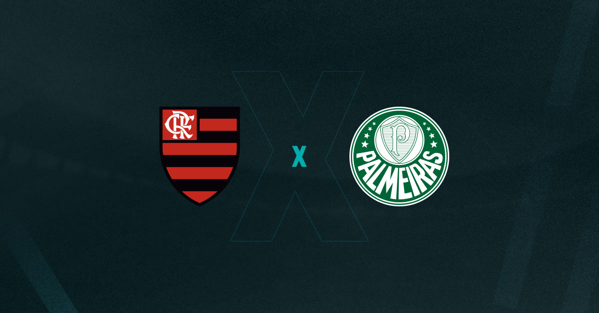 Escudos de Flamengo e Palmeiras, que se enfrentam hoje pela 5ª rodada do Campeonato Brasileiro Feminino A1 2025.