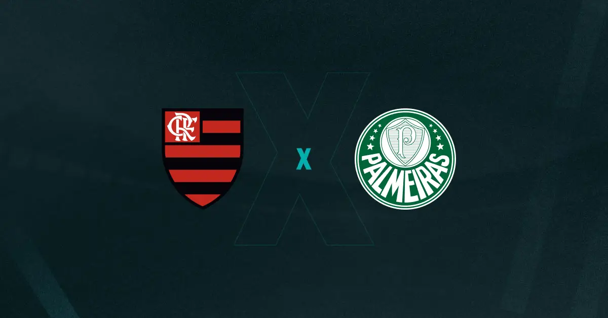 Escudos de Flamengo e Palmeiras, que duelam pelo Brasileiro.