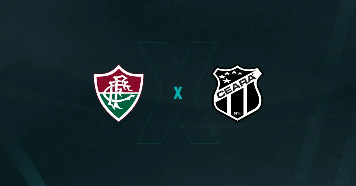 Escudos de Fluminense e Ceará, que se enfrentam pelo Brasileirão