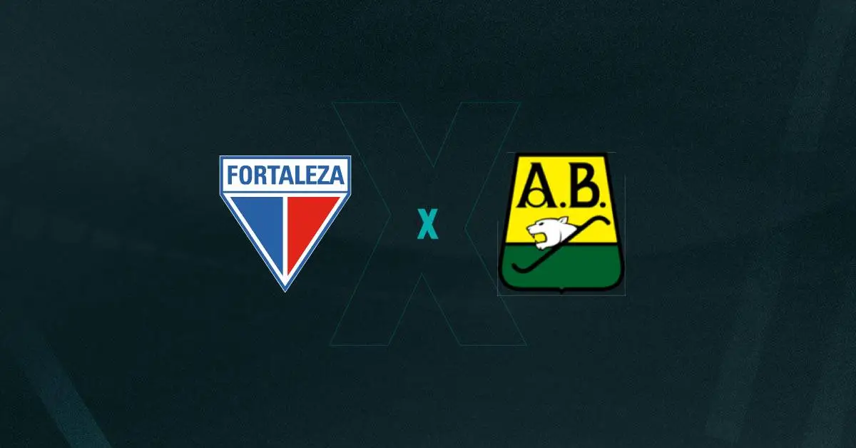 Escudos de Fortaleza e Atl. Bucaramanga, que duelam pela Copa Libertadores