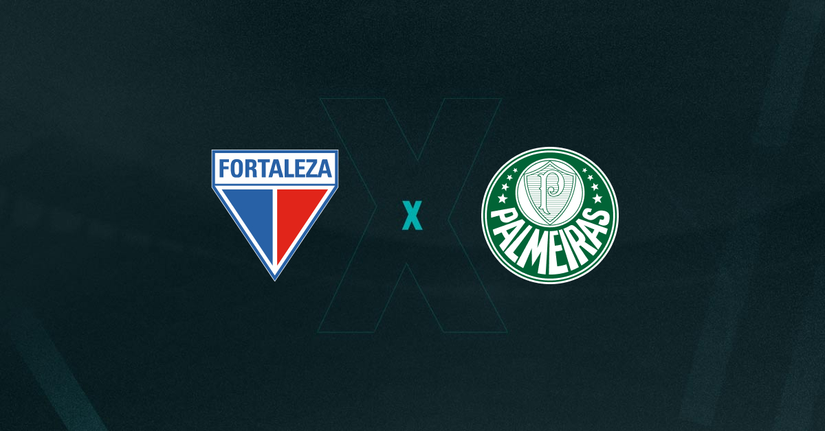 Escudos de Fortaleza x Palmeiras, que se enfrentam pelo Brasileirão 2025