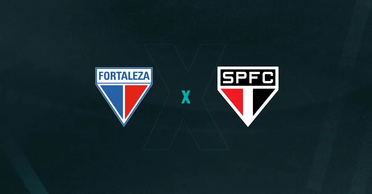 Escudos de Fortaleza e São Paulo, que se enfrentam pela 26ª rodada do Campeonato Brasileiro 2025.