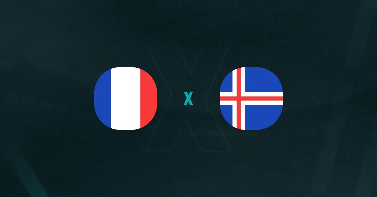 Escudos de França e Islândia, que duelam pelas Eliminatórias Europeias