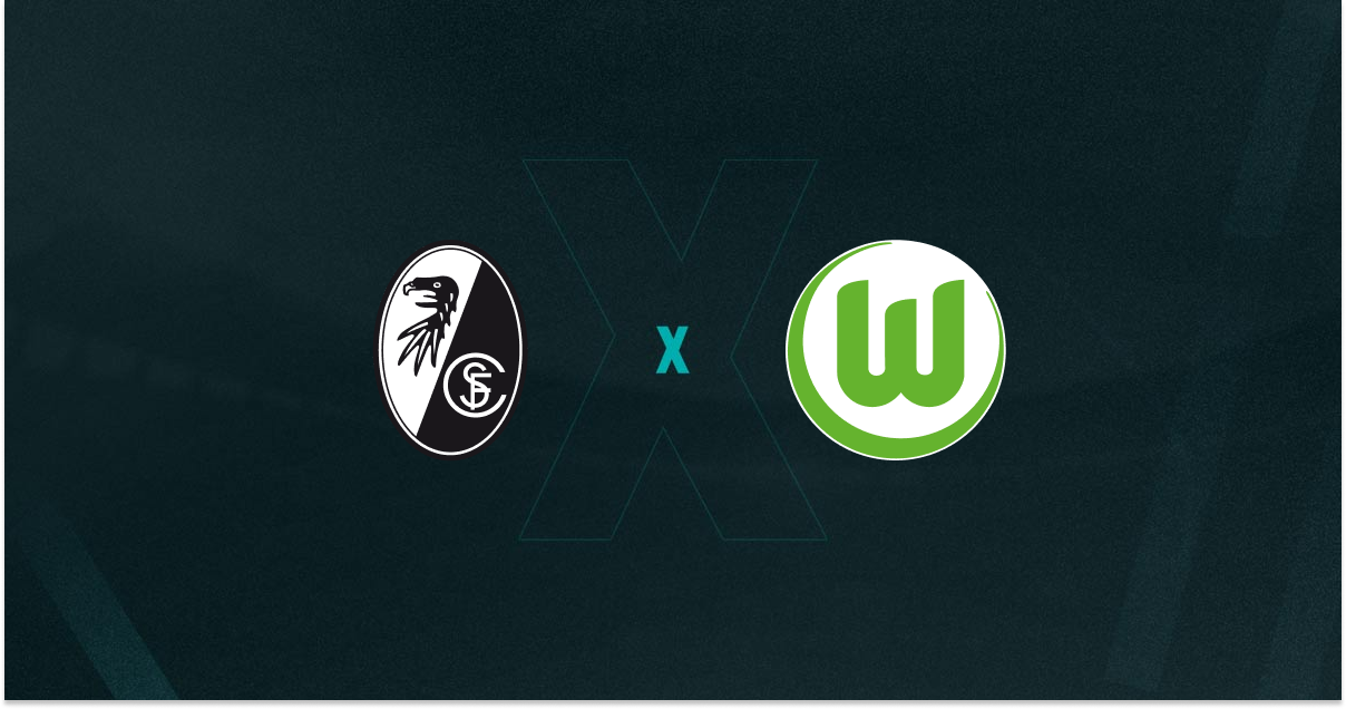 Escudos de Freiburg x Wolfsburg, que se enfrentam pela Bundesliga