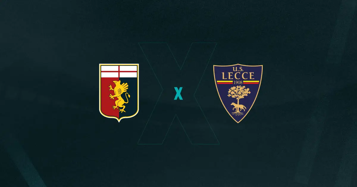 Escudos de Genoa x Lecce, que se enfrentam pelo Campeonato Italiano