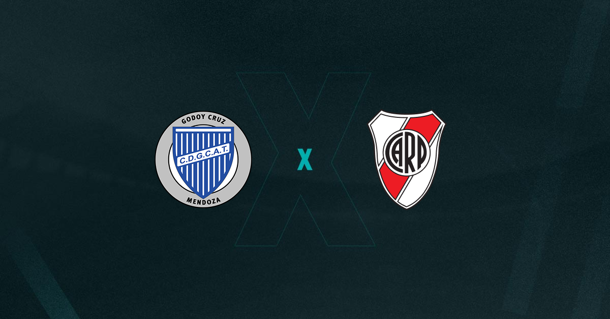Escudos de Godoy Cruz e River Plate, que se enfrentam pelo Campeonato Argentino