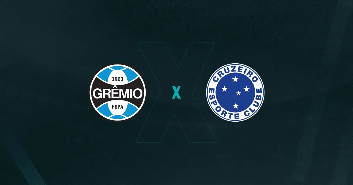 Escudos de Grêmio e Cruzeiro, que duelam pelo Brasileirão