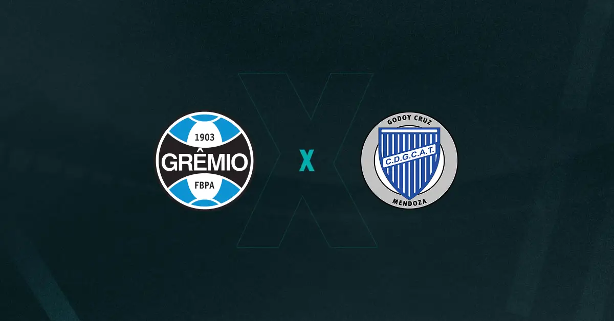 Escudos de Grêmio e Godoy Cruz, que duelam pela Copa Sul-Americana