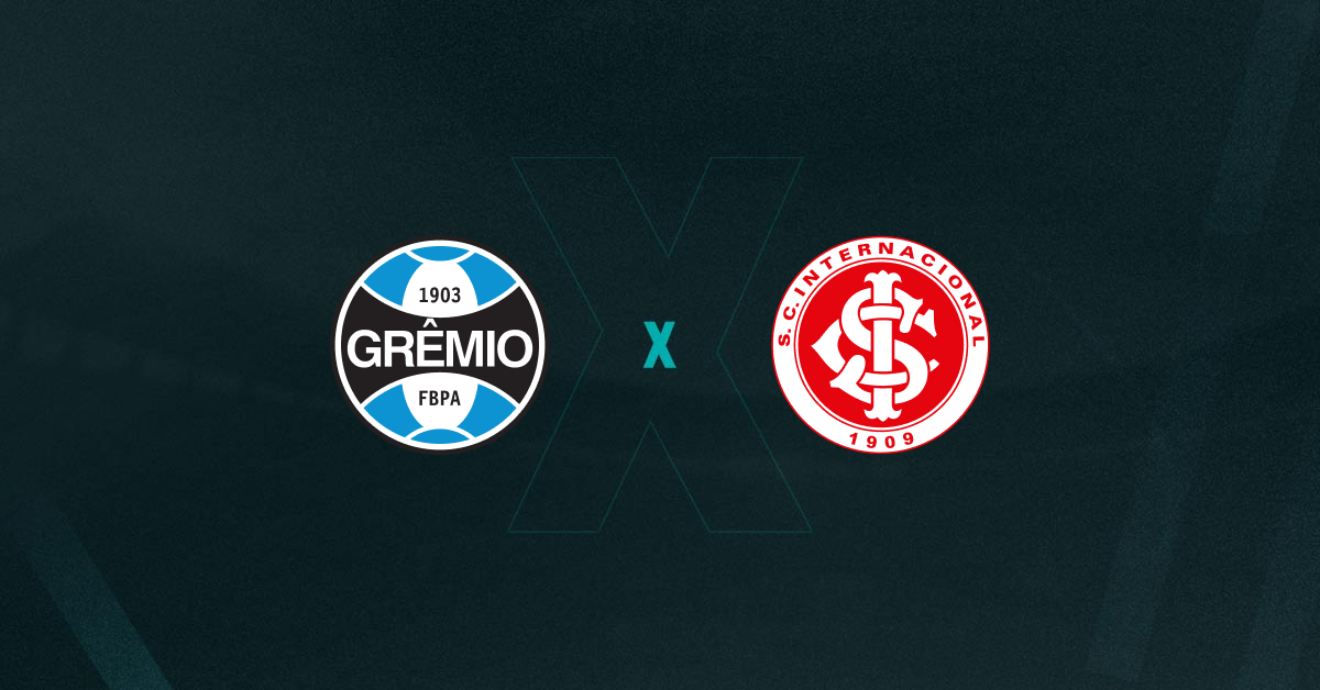 Escudos de Grêmio e Internacional, que duelam pela final do Gauchão