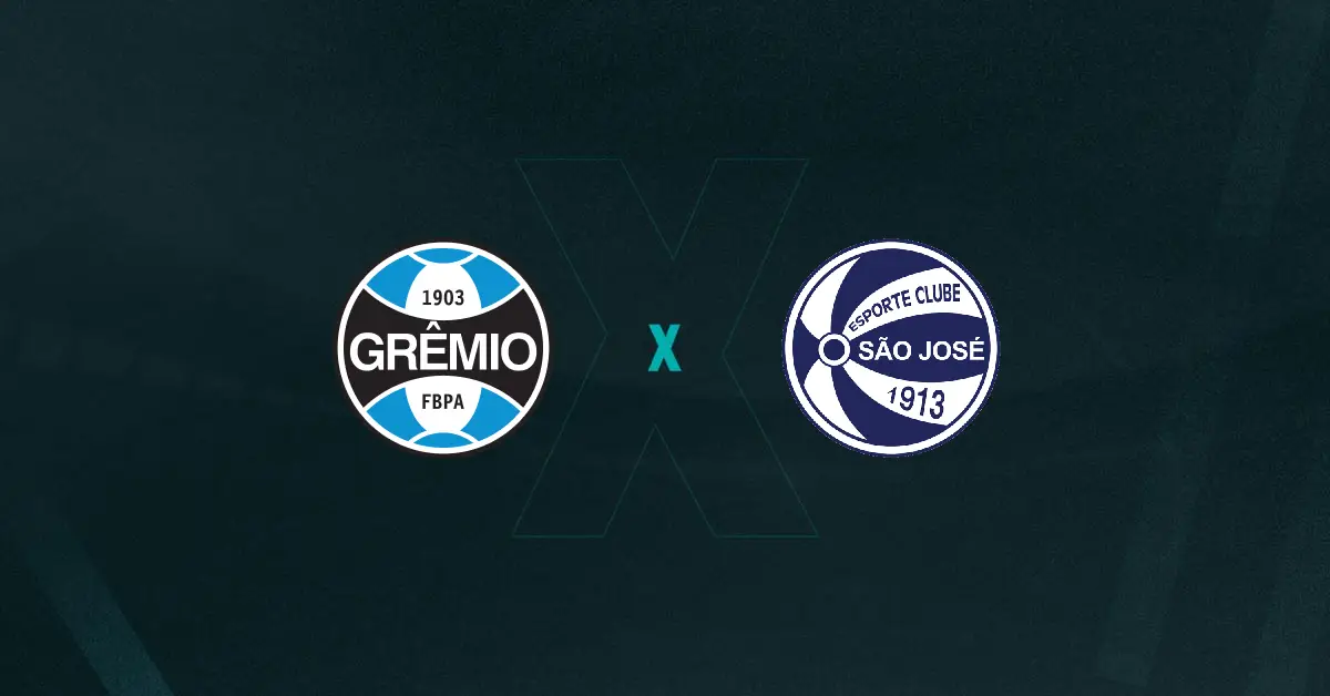 Escudos de Grêmio x São José-RS, que se enfrentam pelo Gauchão