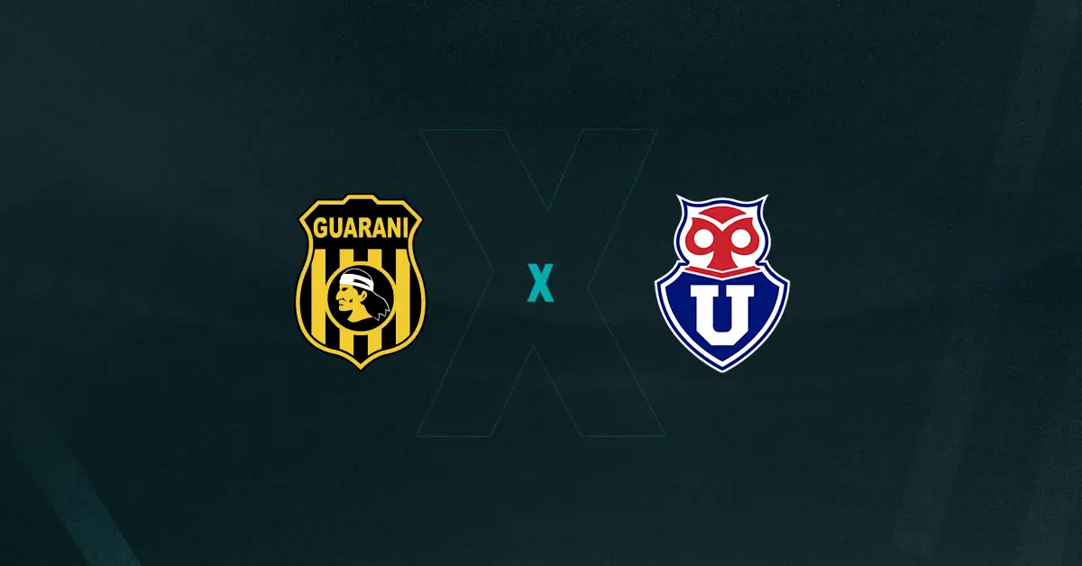 Escudos de Guaraní x Universidad de Chile, que se enfrentam pela Sul-Americana