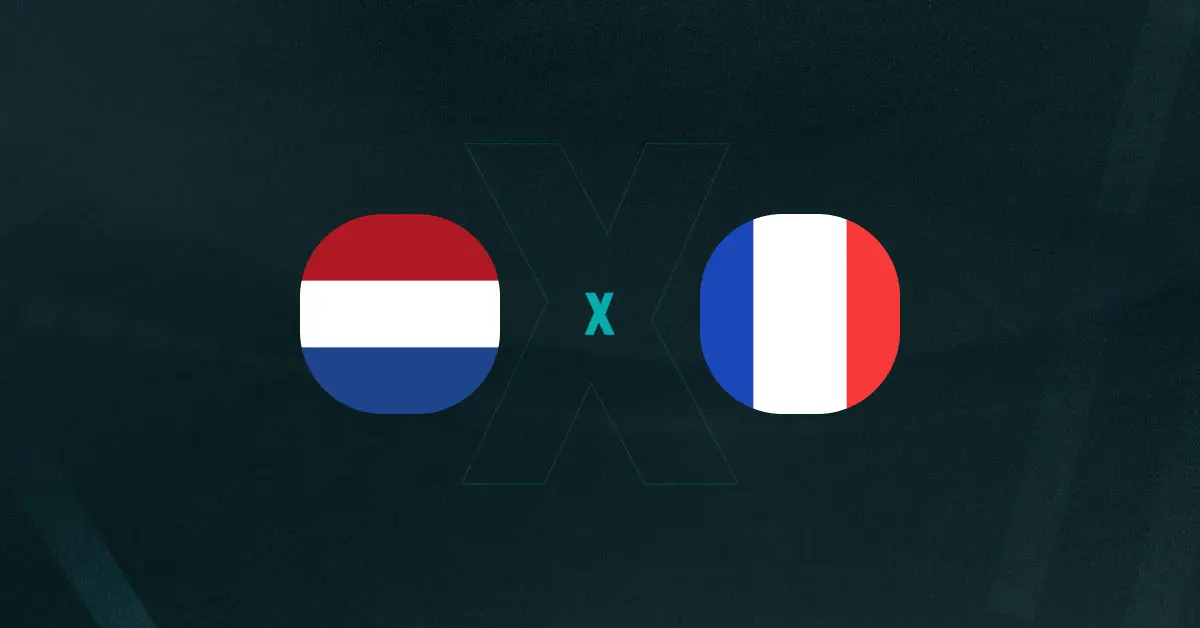 Escudos de Holanda x França Feminino, que se enfrentam pela Euro