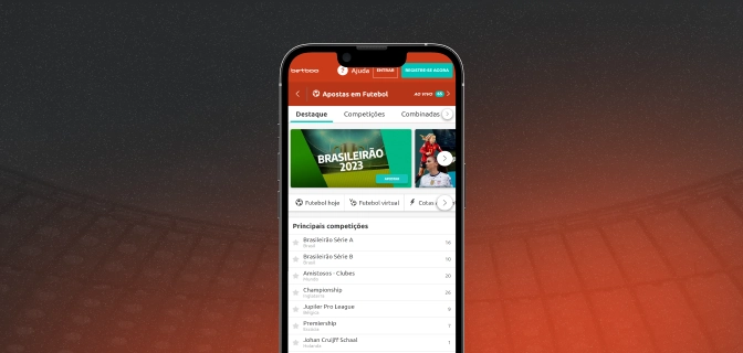 imagem mostra smartphone centralizado aberto na página de destaques de apostas esportivas da Betboo