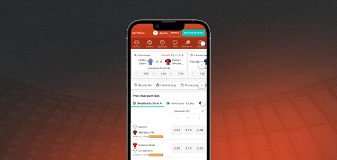 imagem mostra smartphone centralizado aberto na página de apostas esportivas da Betboo