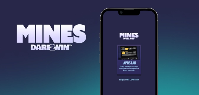 imagem mostra um smartphone aberto na tela para baixar o jogo da bombinha Miles. Ao lado esquerdo, a logo do jogo.