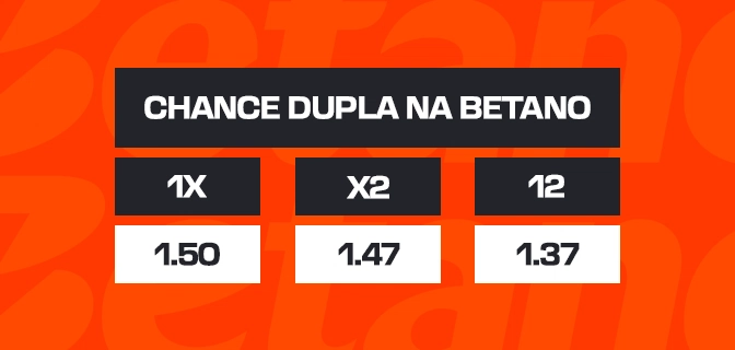 Imagem mostra tabela com odds de chance dupla na Betano